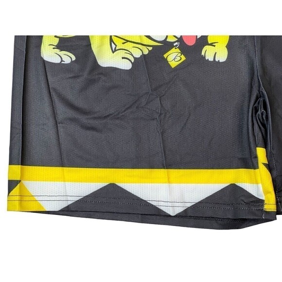 NWOT Men's Nylon Stretch Black Yellow Bull Dog Athletic Shorts Size 2XL - Picture 2 of 5